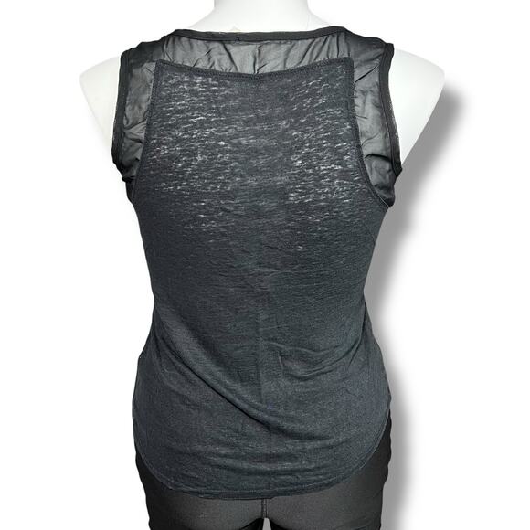 Gibson Womens Linen Tank Top Sheer Shoulder Pullover Preppy Minimalist Large - Picture 3 of 8